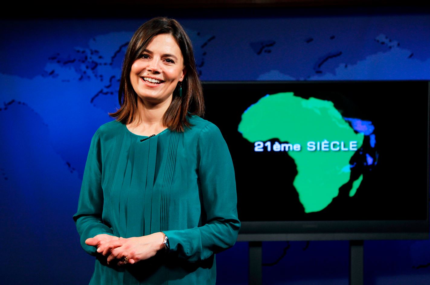 Portrait of Charlotte Gris, French anchorwoman of UNTV’s “21st Century” series.